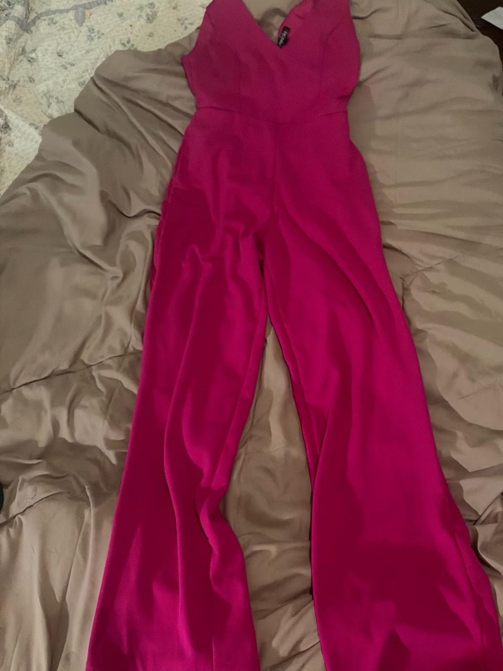 Target Fuchsia V-Neck Wide-Leg Jumpsuit